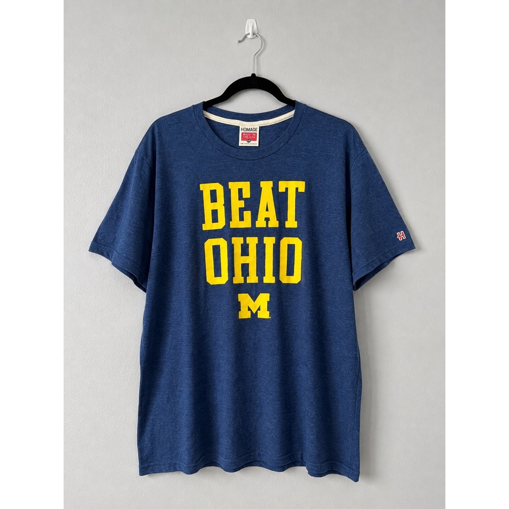 Homage Michigan Wolverines Beat Ohio Shirt Mens XXL Navy Blue Tri-Blend USA Made